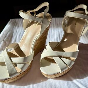 Charles By Charles David Cream Wedge Sandals